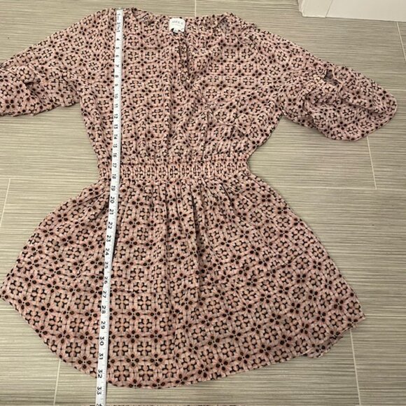 NWOT Misa Pink Tile Print Pullover Mini Dress Smocked Waist Size XS - Picture 12 of 12